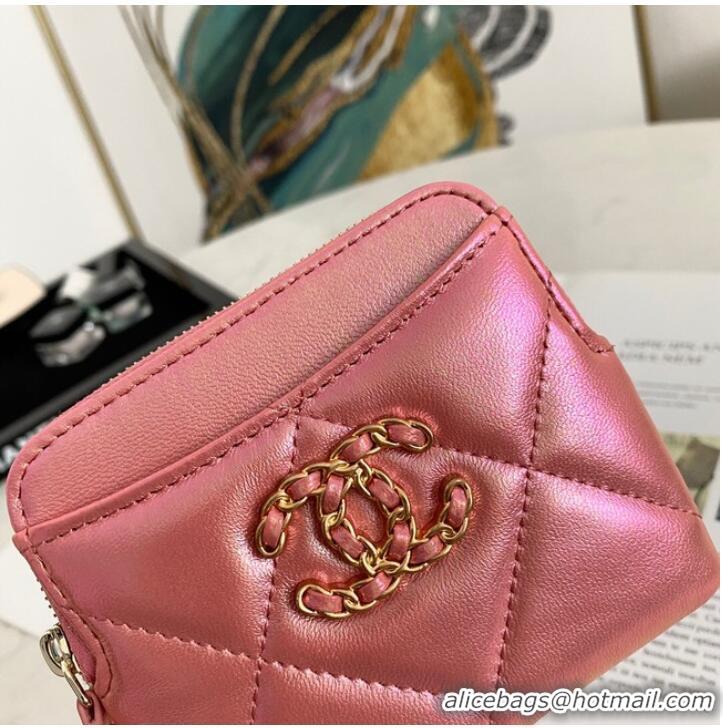 Well Crafted Chanel 19 Zip Card bag 82086 Pearl pink