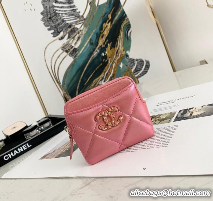 Well Crafted Chanel 19 Zip Card bag 82086 Pearl pink