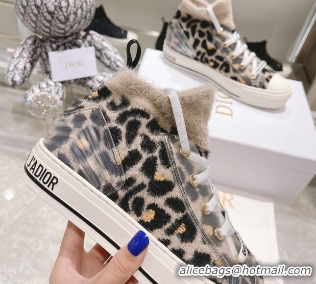 New Style Dior Walk'n'Dior Sneakers in Fur-Effect Knit Printed with Beige Multicolor Mizza Pattern 121549