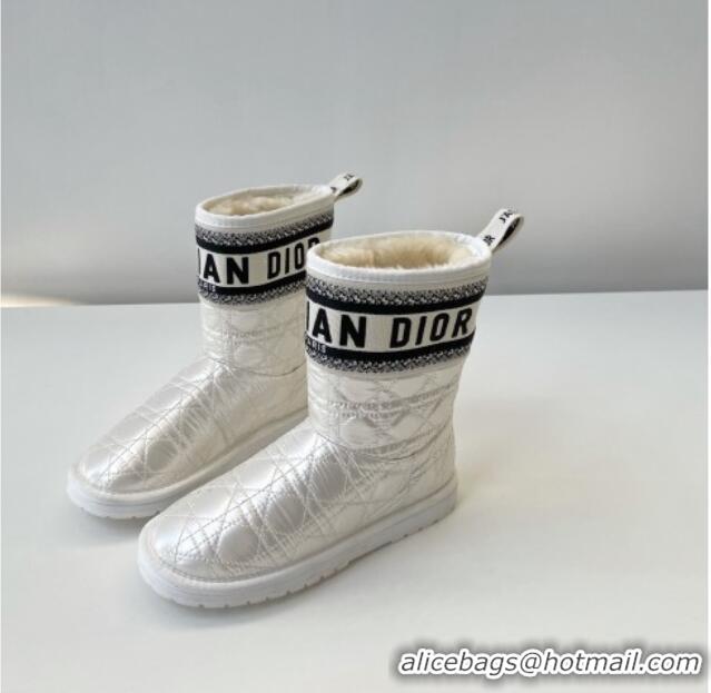 Best Design Dior Oblique Snow Ankle Boots Pearly White 121812