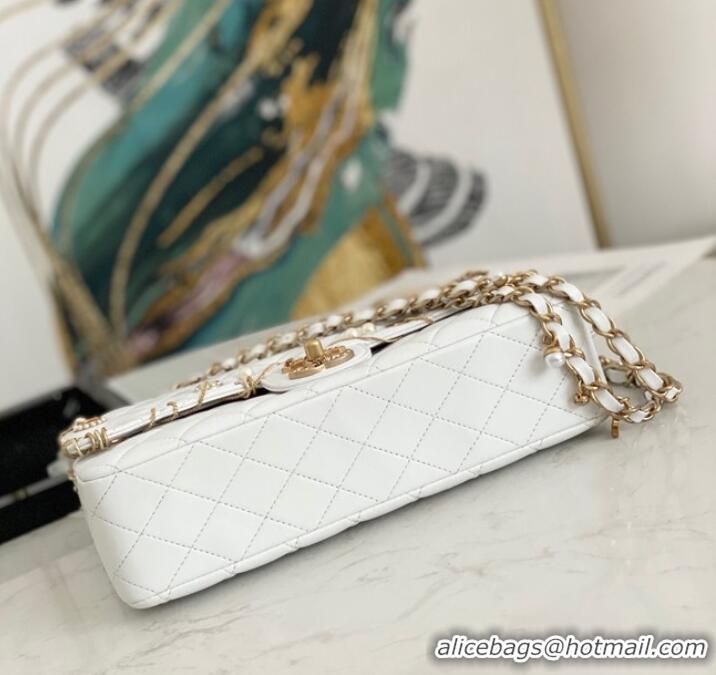 Super Quality Chanel classic handbag Lambskin& gold Metal AS1112 white