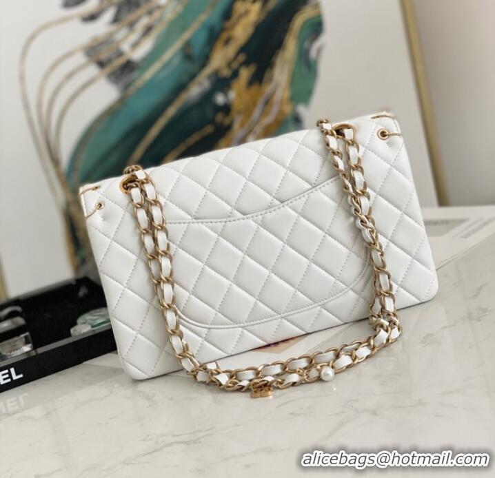Super Quality Chanel classic handbag Lambskin& gold Metal AS1112 white
