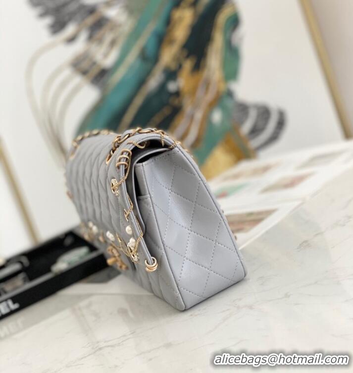 Discount Chanel classic handbag Lambskin& gold Metal AS1112 Gray