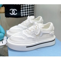 Best Luxury Prada Fabric Sneakers White 112404