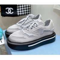 New Style Prada Fabric Sneakers Grey 112405