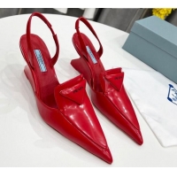 Shop Cheap Prada Brush Leather Slingback Pumps 6.5cm 011432 Red