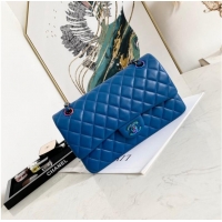 Pretty Style Chanel Flap Lambskin Shoulder Bag 1112 Electro optic blue