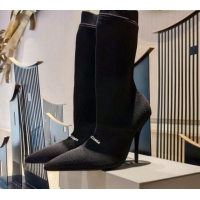 Best Quality Balenciaga Knit Mid-Half Boots 9cm 121331 Black