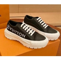 Low Price Louis Vuitton LV Squad Canvas and Leather Low-top Sneakers 121805 Black