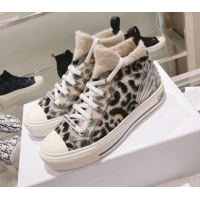 New Style Dior Walk'n'Dior Sneakers in Fur-Effect Knit Printed with Beige Multicolor Mizza Pattern 121549
