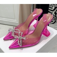 Good Looking Amina Muaddi TPU Slingback Pumps with Crystal Bow 9.5cm 122026 Pink