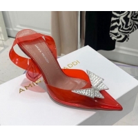 Low Price Amina Muaddi TPU Slingback Pumps with Crystal Butterfly 9.5cm 122039 Red