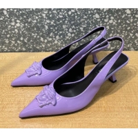 Affordable Price Versace Medusa Patent Leather Slingback Pumps 6cm 011339 Purple