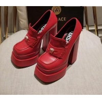 Low Price Versace Intrico High Heel Platform Loafers Pumps 15.5cm 011342 Red
