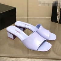 Promotional Chanel Patent Calfskin Slide Sandals 4.5cm G38689 Light Purple 2022