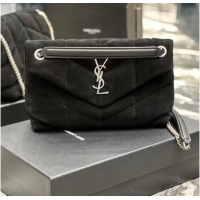 Good Quality Yves Saint Laurent LOULOU PUFFER BAG SUEDE Y577476 Black