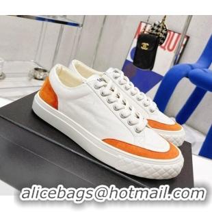 Grade Quality Chanel White Canvas Sneakers 021558 Orange