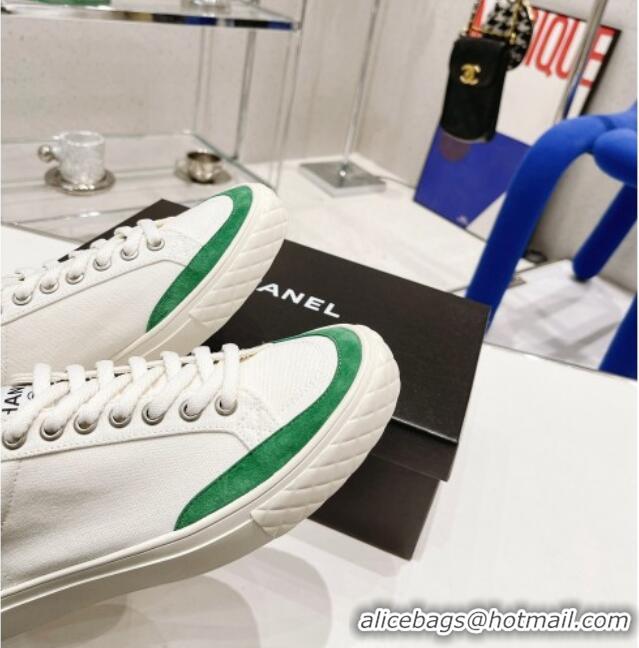 Fashion Luxury Chanel White Canvas Sneakers 021558 Green
