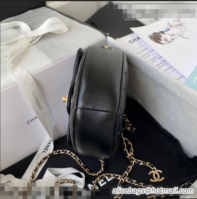 Low Cost Chanel Love Leather Heart-Shaped Mini Bag AS2927 Black