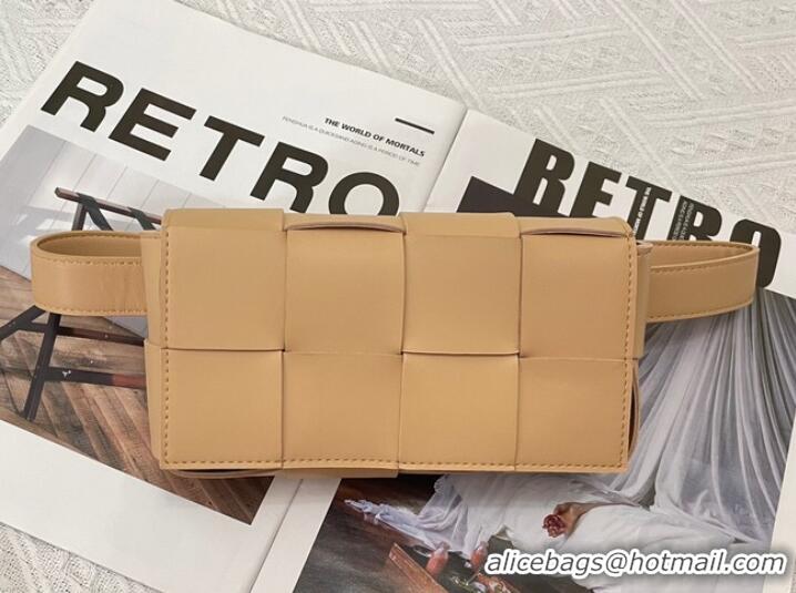 Inexpensive Bottega Veneta CASSETTE Mini intreccio leather belt bag 651053 brown
