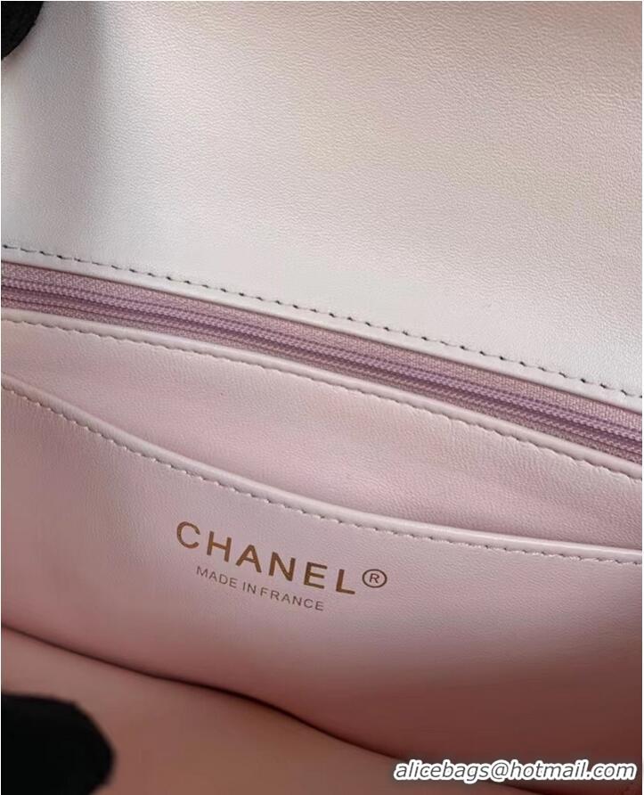 Low Cost CHANEL mini flap bag with top handle AS2431 light pink