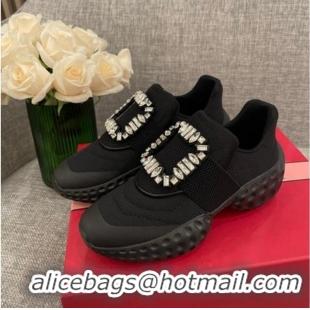 Charming Roger Vivier Crystal Buckle Sneakers 022101 Black