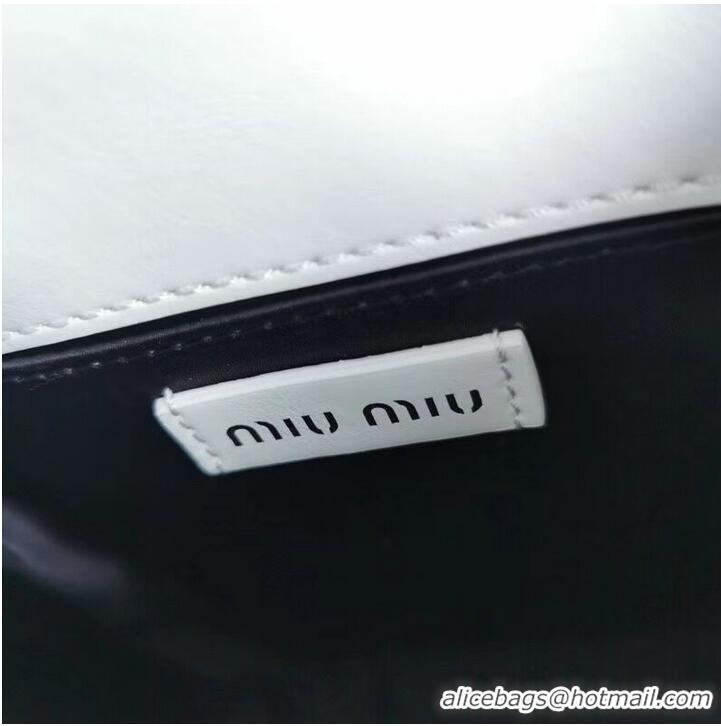 Top Grade miu miu Matelasse Nappa Leather mini Shoulder Bag 6AH228 White