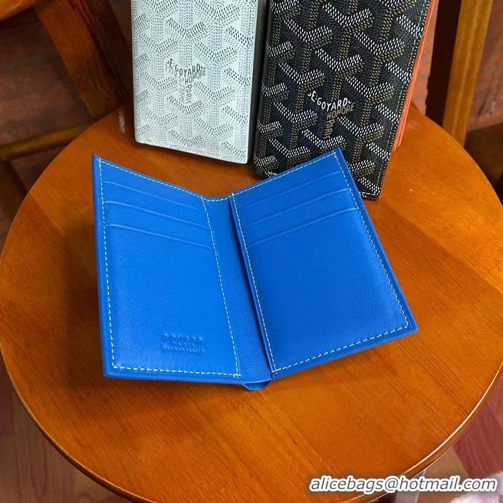 Hot Sell Goyard Leather Card Cover Wallet 020093 Light Blue