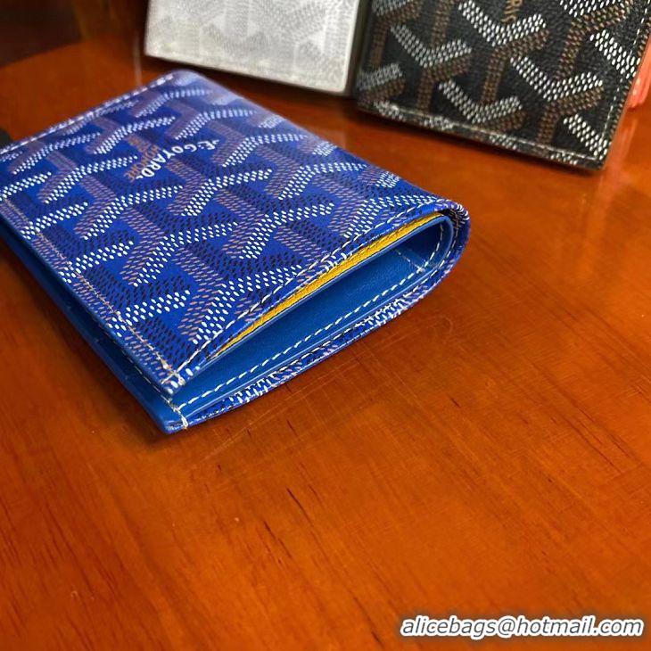 Hot Sell Goyard Leather Card Cover Wallet 020093 Light Blue