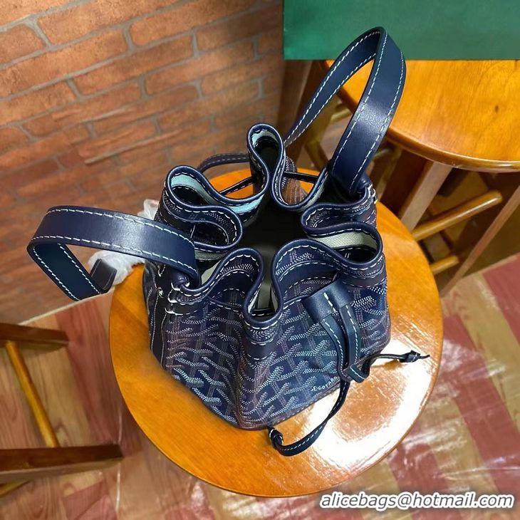 Well Crafted Goyard Original Petit Flot Small Bucket Bag G8715 Navy Blue