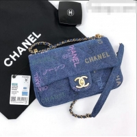 Grade Design Chanel Printed Denim Small Flap Bag AS3134 Blue/Multicolor 2022