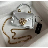 Cheap Discount Dolce & Gabbana Origianl Leather Shoulder Bag 4011 silver
