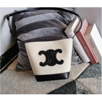 Discount Celine TRIOMPHE SHOULDER BAG IN TRIOMPHE CANVAS AND CALFSKIN 198242 black&white