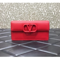 Buy Discount VALENTINO GARAVANI Stud Sign Grained Calfskin Shoulder Bag 0093 red