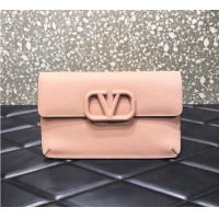 Good Product VALENTINO GARAVANI Stud Sign Grained Calfskin clutch bag 0650 pink