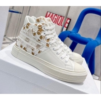 Trendy Design Dior Walk'n'Dior Star High-top Sneakers in Brown and White Calfskin and Fabric with Dior Étoile Motif 0215