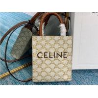 Low Cost Celine MINI CABAS VERTICAL IN TRIOMPHE CANVAS 194372 white