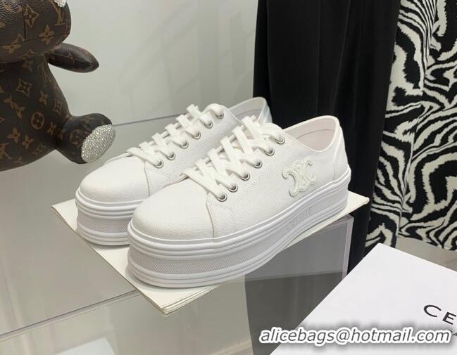 Low Cost Celine Canvas Flatform Low-top Sneakers White 032401