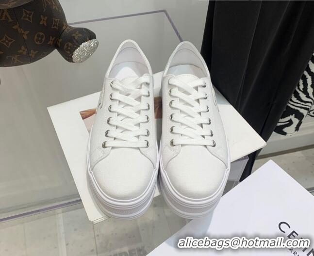 Low Cost Celine Canvas Flatform Low-top Sneakers White 032401