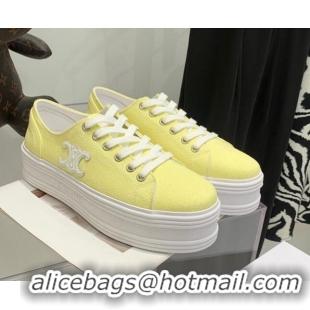 Fashion Celine Canvas Flatform Low-top Sneakers Yellow 032403