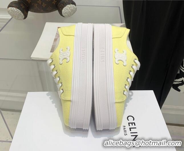 Fashion Celine Canvas Flatform Low-top Sneakers Yellow 032403
