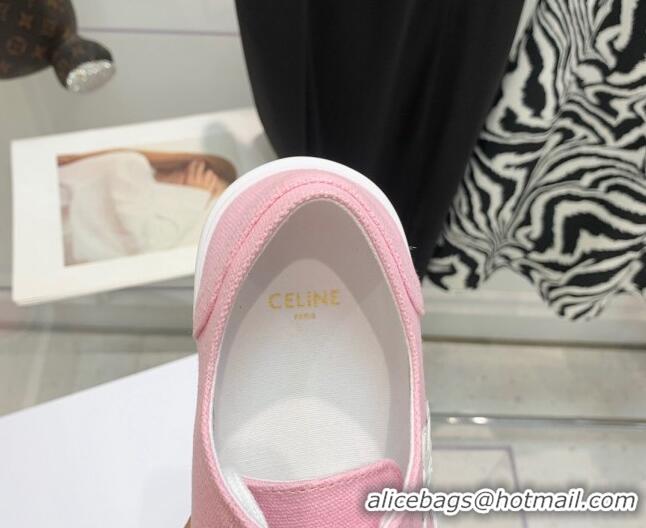 Classic Hot Celine Canvas Flatform Low-top Sneakers Pink 032404