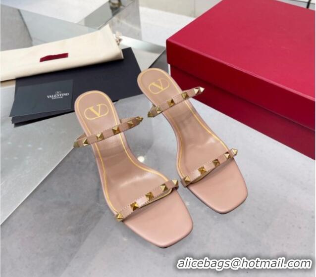 Luxurious Valentino Rockstud Medium Slide Sandals 6.5cm Pink 032840