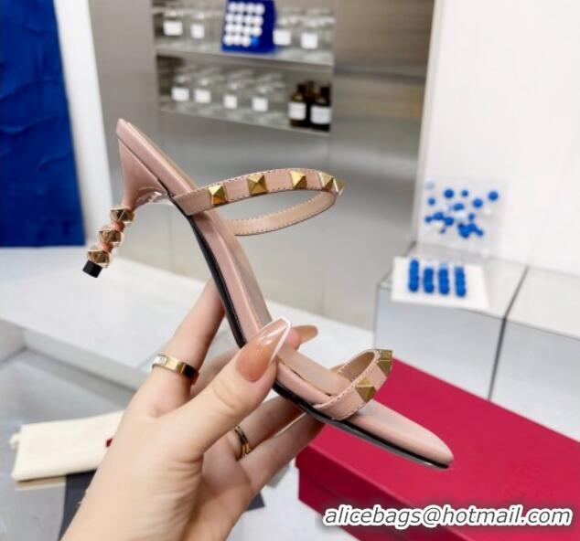 Luxurious Valentino Rockstud Medium Slide Sandals 6.5cm Pink 032840
