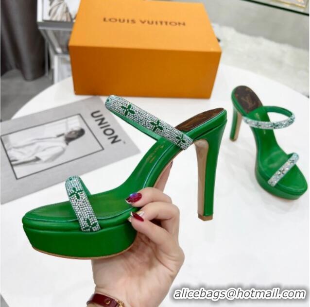 Shop Duplicate Louis Vuitton Appeal Crystal Slender Straps High Slide Sandals 10.5cm Green 032363