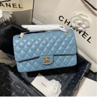Affordable Price Chanel classic handbag Lambskin&gold Metal 01112 blue