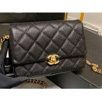 Famous Brand Chanel Grained Calfskin Shoulder Bag AS3103 BLACK