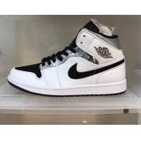 Fashion Nike Air Jordan AJ1 Mid-top Sneakers White/Black 112369