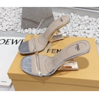 Grade Quality Fendi First PVC High Heel Sandals 8.5cm Silver 032823