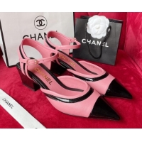 Cheap Price Chanel Lambskin & Patent Calfskin Open Shoe/Pumps 6cm G38846 Pink/Black
